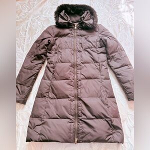 Women’s Long Winter Puffer Coat with Hood - Black